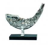 "Jerusalem" design Shofar on Stand