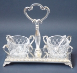 Salt and Pepper Dish with two glass holders