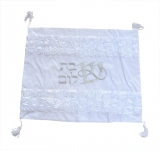 White Polyester Rose design Challah Cover
