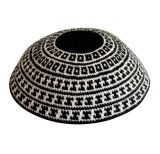 DMC knitted kippah with black and white geometric design