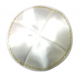 White Satin Kippah with gold border
