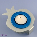 Single Pomegranate Shabbat Candlestick By Shraga Landesman- Blue