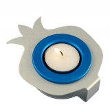Single Pomegranate Shabbat Candlestick By Shraga Landesman- Blue