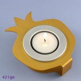 Single Pomegranate Shabbat Candlestick By Shraga Landesman- Gold colored