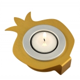 Single Pomegranate Shabbat Candlestick By Shraga Landesman- Gold color