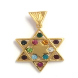 Gold Filled Star of David  With Twelve Tribes Pendant