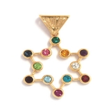 Gold Filled Star of David  With Twelve Tribes Stones Pendant