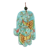 Peacock Large Wood Painted Hamsa