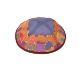 Colorful Old City design Silk Painted Kippah
