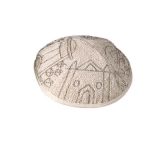 Hand Embroidered Kippah-Jerusalem in silver