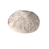 Silver bird design Hand Embroidered Kippah