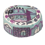 Blue and Burgundy Jerusalem design Hand Embroidered Hat