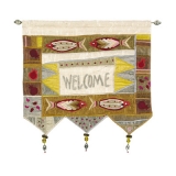 Welcome - Fish - Gold Wall Hanging In English