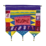 Welcome - Flowers - Multicolor Wall Hanging In English