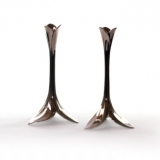Modern Nickel Candlesticks