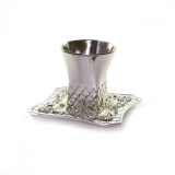 Square Silver plated Kiddush Cup and Tray