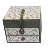 Embroidered Bat Mitzvah Jewelry Box - Flowers