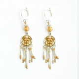 Gold bead dangle Earrings by Ester Shahaf