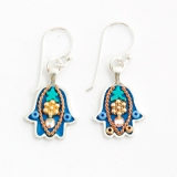 Shades of Blue Hamsa Earrings by Ester Shahaf