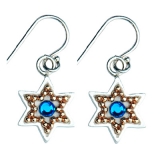 Golden Bead Star of David Earrings by Ester Shahaf
