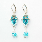Blue Bead Hamsa Earrings by Ester Shahaf
