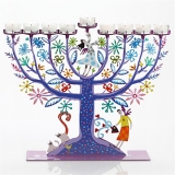 Family Tree Hanukkah Menorah -Purple