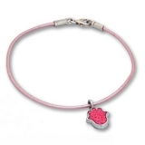 Coral Hamsa Leather Bracelet