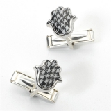 Herringbone design Hamsa Cufflinks
