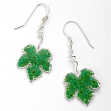 Grape Leaf Earrings - Green