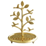 Tree with Birds Brass Hanukkah Menorah By Shraga Landesman