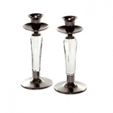 Nickel and Glass Candlesticks