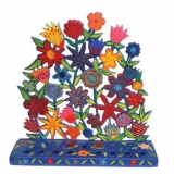 Yair Emanuel Flowers Laser Cut Hanukkah Menorah