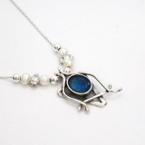 Silver and Roman Glass Star of David Necklace
