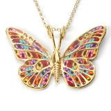 Gold Plated Thousand-Flowers Butterfly Pendant