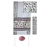 Emanuel Silk Tallit Embroidered- The Matriarchs In White