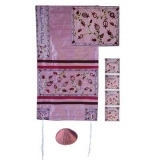 Emanuel Silk Tallit With Matriarchs Embroidery- Pink