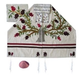 Emanuel Tree of Life Silk Talit In White