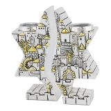 Star Of David Silver Plated Fitted Candlesticks