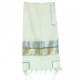 Gabrieli Wool Tallit Silver and Beige Design