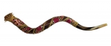 Yemenite Decorated Shofar - Red Flower Design