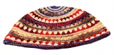 Red, Beige and blue striped Frik Kippah