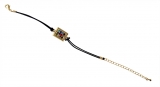 Gold color Breastplate Bracelet on Leather Cord