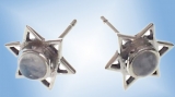 Sterling Silver Magen David Earrings with Moonstone center