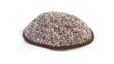 Brown and white Knitted kippah