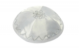 White Satin Kippah with diamond design