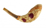 Light Hand Painted Rams Horn Shofar - Pomegranate
