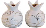 Beige Ceramic "Jerusalem" design Candlesticks