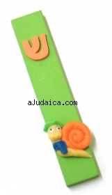 Wood childrens mezuzah - snail design by aJudaica