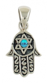 Silver Opal Star of David Hamsa Pendant by aJudaica