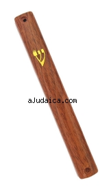 Wood Color Plastic Mezuzah by aJudaica